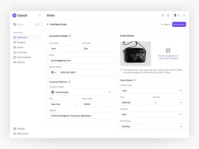 SaleX - Order Page ecommerce order page product design products design ui ux