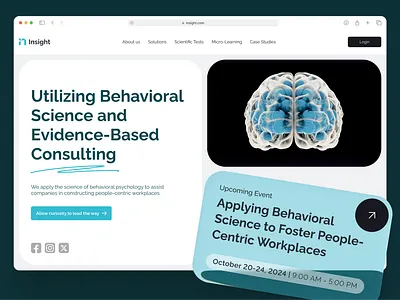 B2B Consulting Website — Behavioral Psychology & HR Tech UI 3ddesign b2bwebsite boldtypography cleanui consulting corporatewebsite eventwebsite hrtech landingpage lightui microlearning modernwebsite productdesign psychology saaswebsite sciencewebsite startupwebsite tealui webdesign website