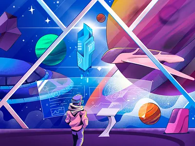 Defenders of the Galaxy – Space Station Digital Artwork 2d art character design comic art concept art digital art environment design game art graphic design halftone illustration illustration design illustrator procreate sci fi space illustration space station digital artwork vector vector illustration