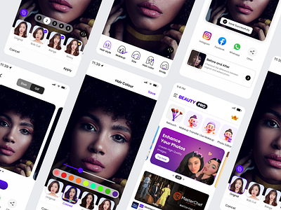 Beauty Creator App branding design editing editing tools final flow follow page graphic design home home screen tools tools page ui ux