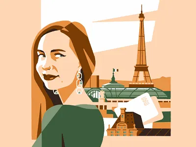 Epsilon in Paris city france geometric girl illustration landscape museum paris portrait