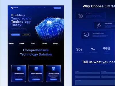 Sigma Landing Page Design 3d animation blender blue dark figma framer landing page motion graphics technology ui walkthrough web design