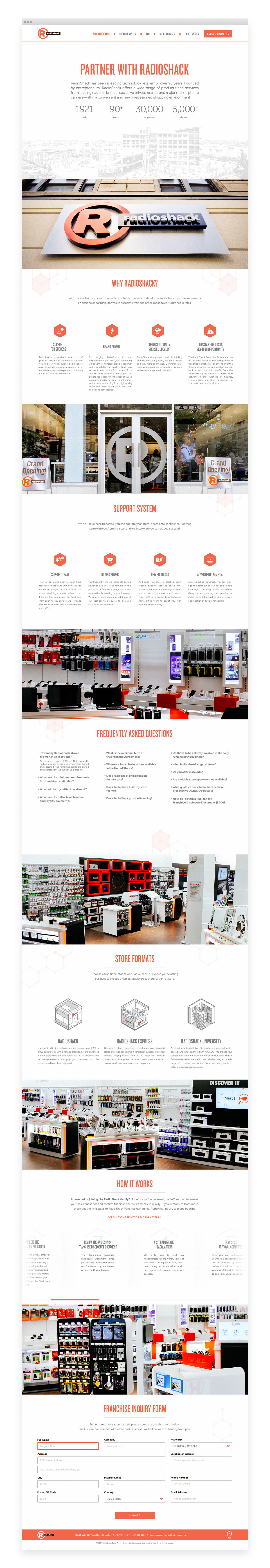 Radioshack Franchise Site art direction illustration infinite scroll web design