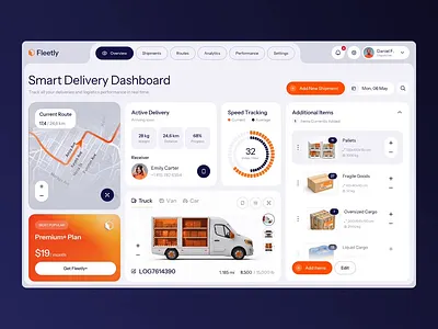 Dashboard for Logistics Platform — Fleetly admin dashboard b2b dashboard dashboard design delivery dashboard delivery tracking fleet dashboard logistic website logistics app logistics company logistics dashboard logistics dashboard ui logistics design logistics management logistics platform logistics ui logistics web design saas dashboard startup design supply chain transport dashboard