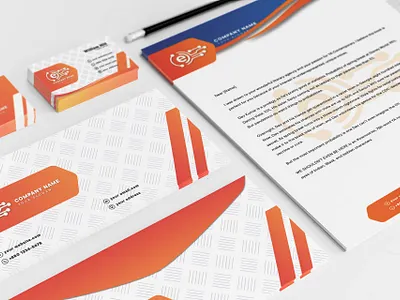 Stationary Design 3d branding business card envelope graphic design illustration letter head logo vector visiting card