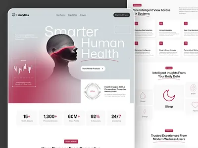 Healytics ✦ AI Health Analysis Platform Landing Page healthcare healthcare web design healthcare website homepage medical website design mental health mental health websites mental wellness modern ui therapy website ui design uiux uiux deisng user experience user interface user research ux deisgn web design website wellness
