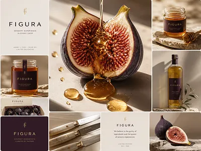 Brand Identity for FIGURA Gourmet Delicacies artisanal brand style guide branding color palette earthy tones editorial layout food packaging gourmet food graphic design lifestyle photography logo design luxury brand mediterranean style minimalist design moodboard packaging design premium identity product photography typography visual identity