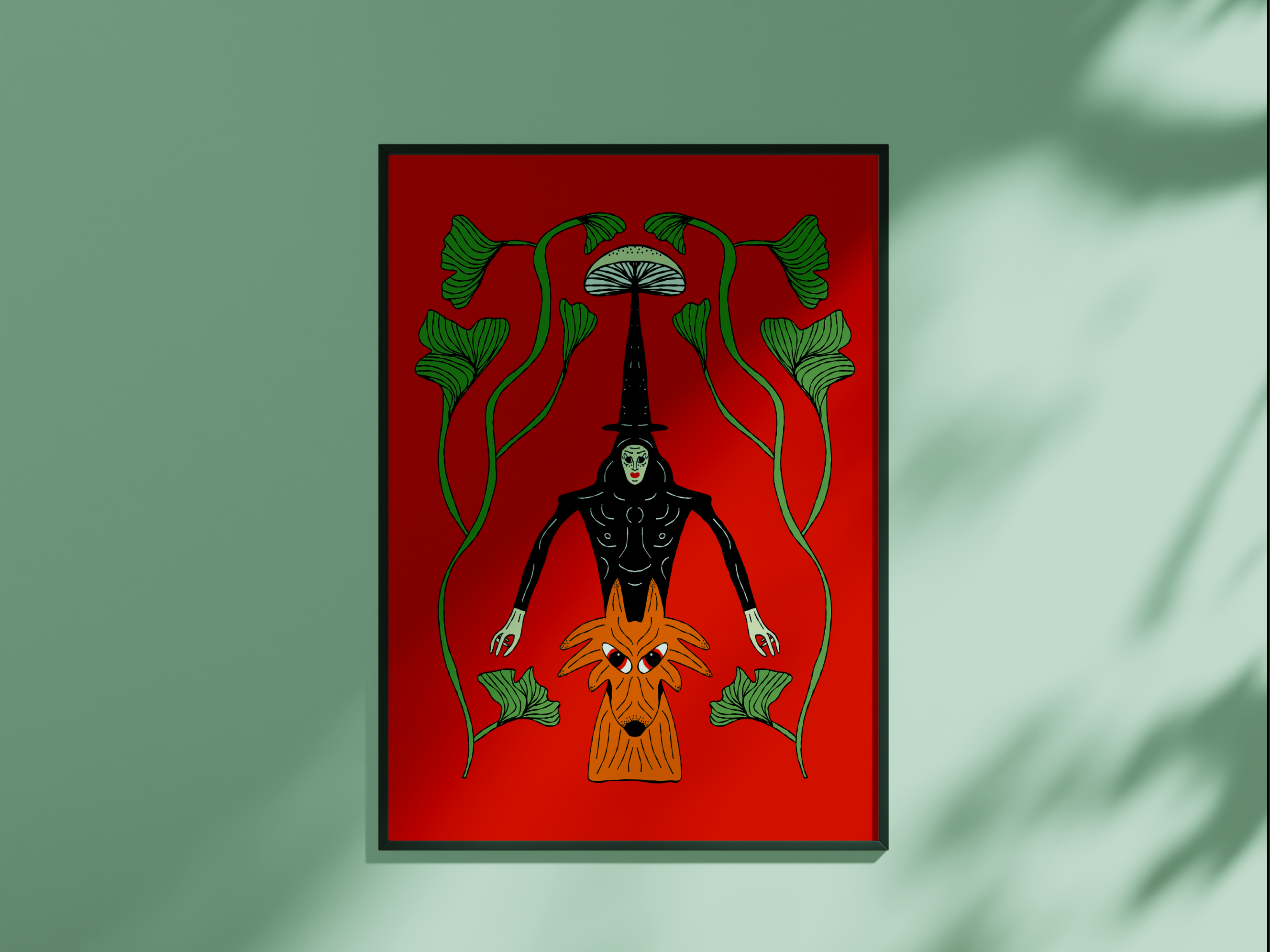 THE FOX AND THE FOREST  WITCH FOLK ART PRINT