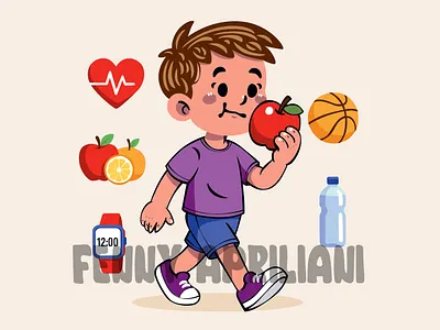 Boy Eating Red Apple active balance beverage diet equuipment exercise fitness fruit gym healthy lifestyle nutrition organic sport trainer training vegetable weight workout yoga