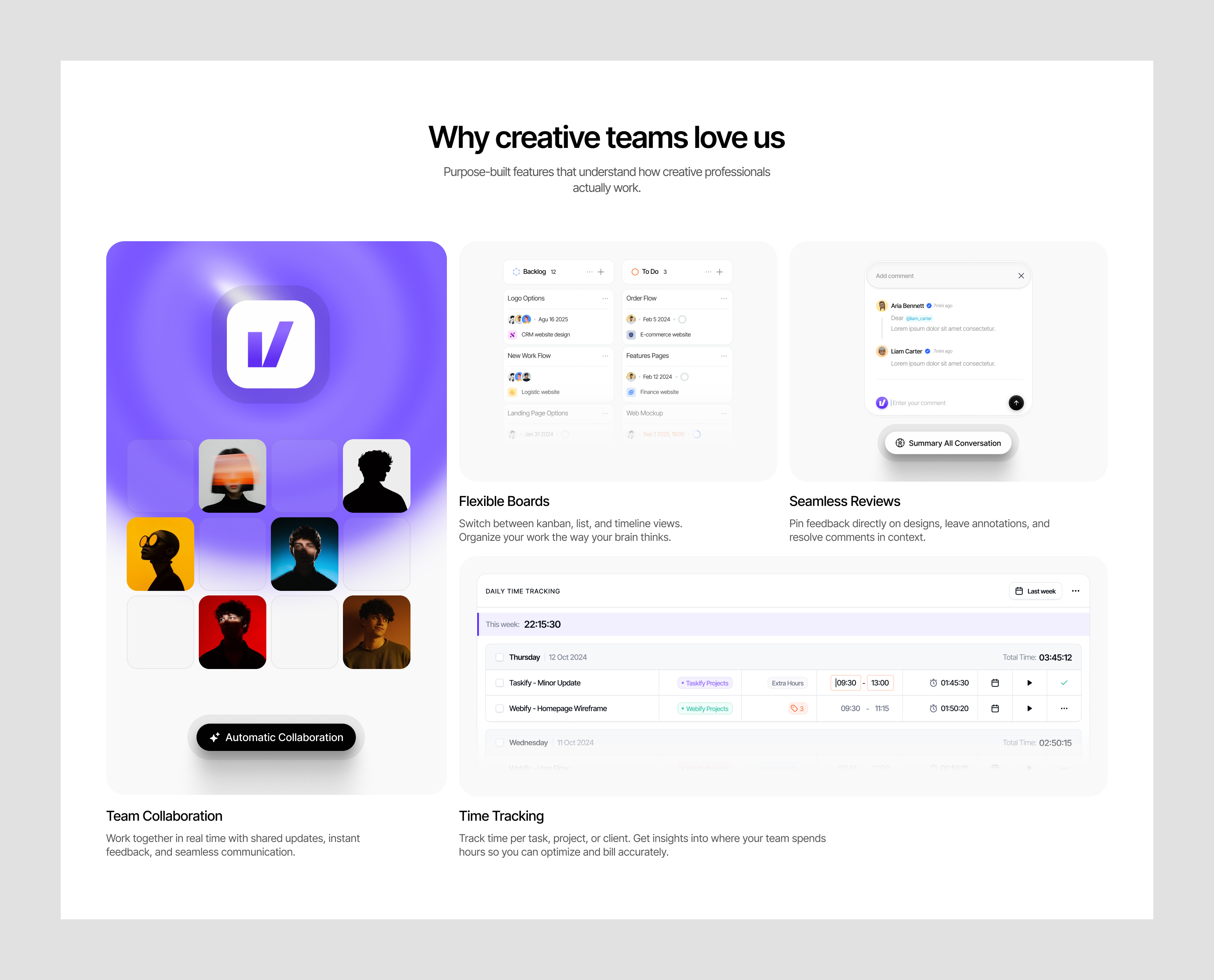 Bento card design interface product service startup ui ux web