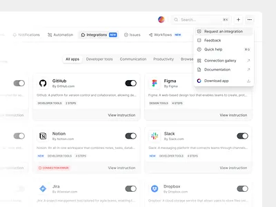 Shortcut Options Dropdown action design app design dropdown hover interaction product design ui ui design ui ux ux ux design web app
