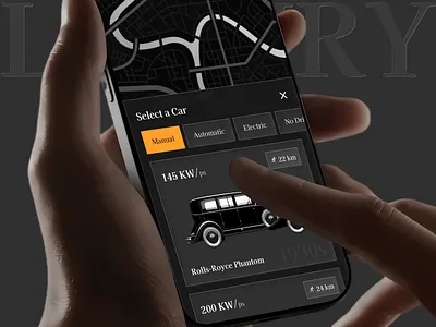 Luxury Car Rental Mobile App Design automotive app booking app car booking car rental car rental app dark ui high end design luxury app luxury car luxury lifestyle mobile mobile app design transport app vehicle rental