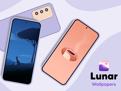Lunar Wallpapers android android app app apps coffe design developer dribbble foxie graphic art illustration landscapes ui wallpapers