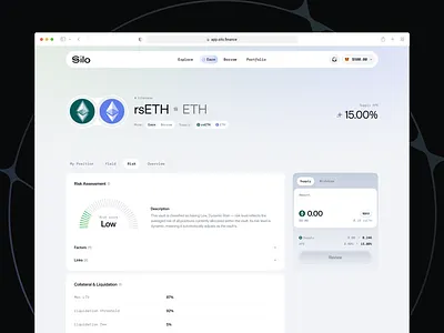 Silo: Vault details blockchain blue clean crypto defi design eth ethereum fintech madebyproperly minimal modern product design properly silo ui ux web3