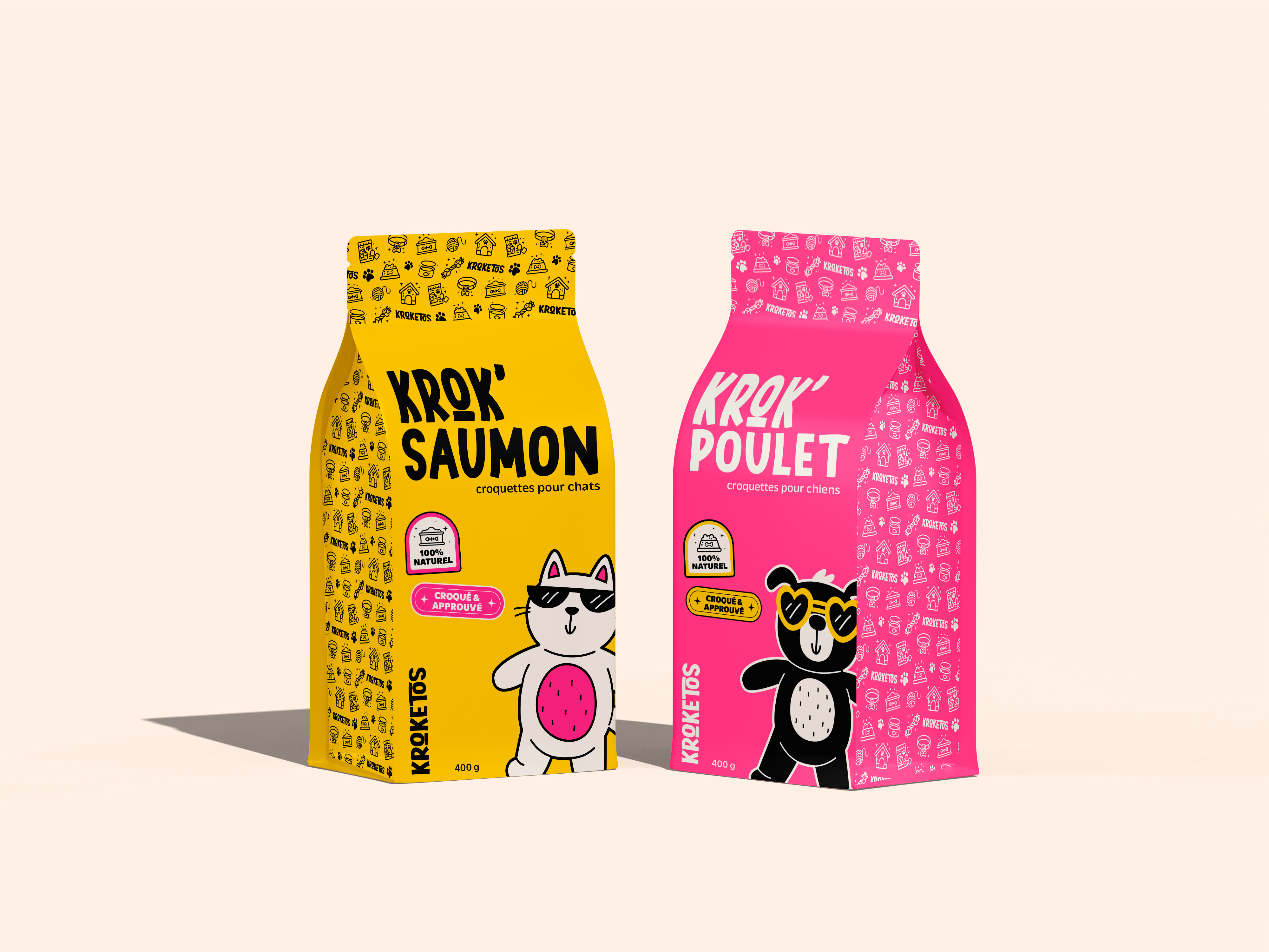 Kroketos - Pet food branding brand identity branding cat dog graphic design illustration instagram logo packaging pattern pet pet food social media social media templates