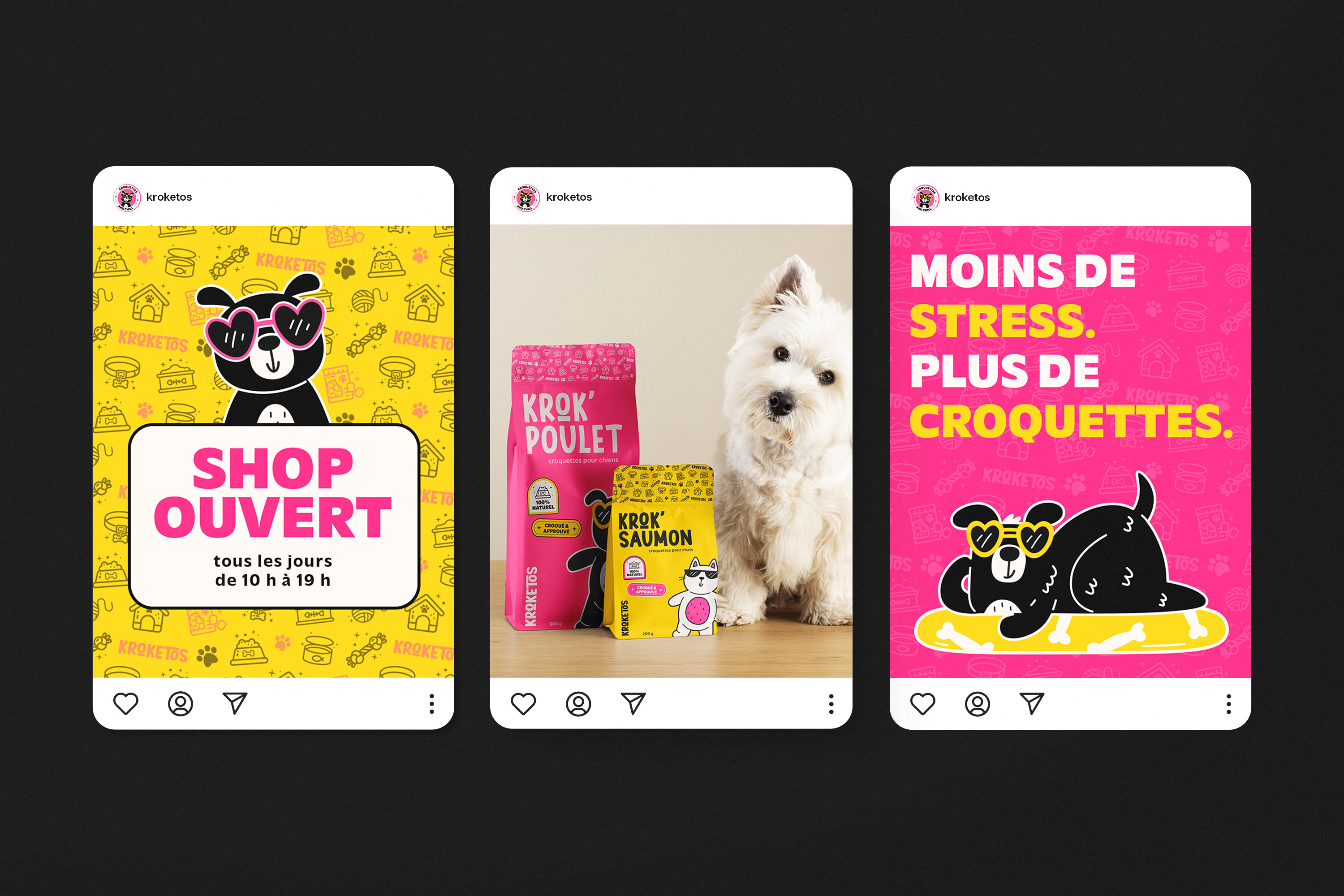 Kroketos - Pet branding social media templates ads advertising brand identity branding cat design dog graphic design instagram logo pet pet food social media social media templates visual identity