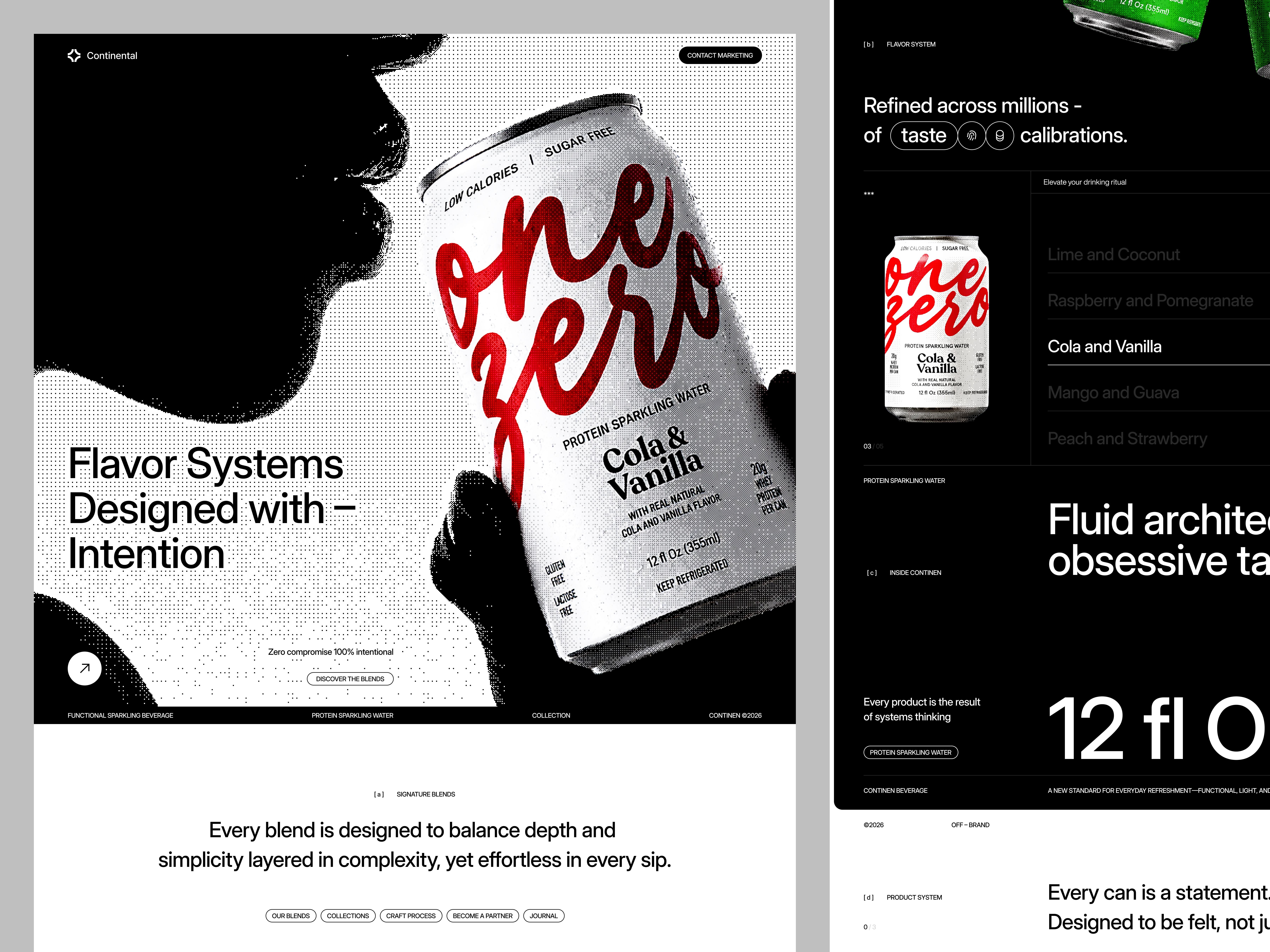 Continental — Beverage Brand Website branding clean conceptdesign darkui design editorialdesign homepage interactiondesign minimaldesign modernwebsite typography ui uidesign ux webdesign webinspiration website