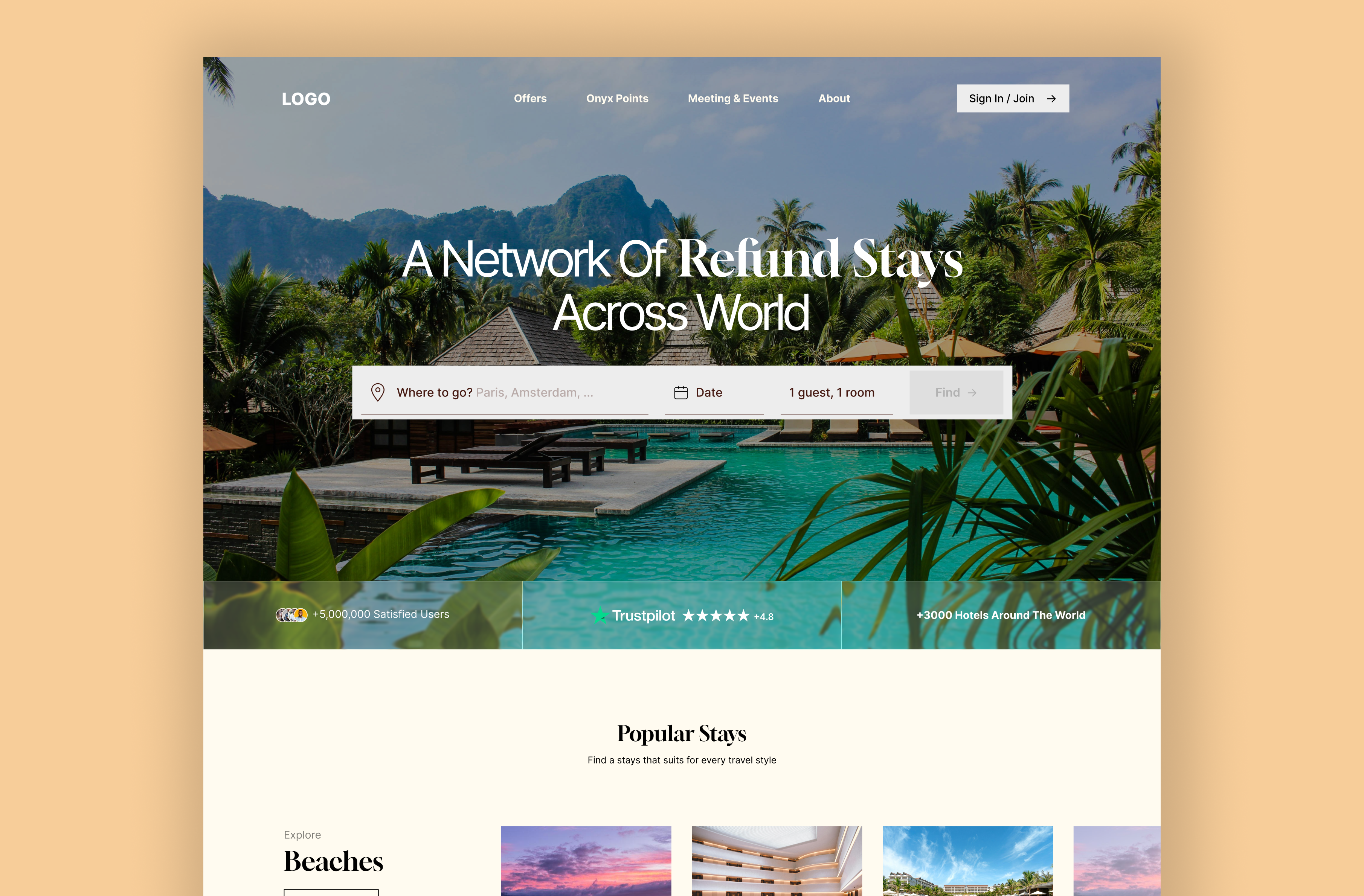 OYNX Stays branding hero hotel hotel website typography ui ux website