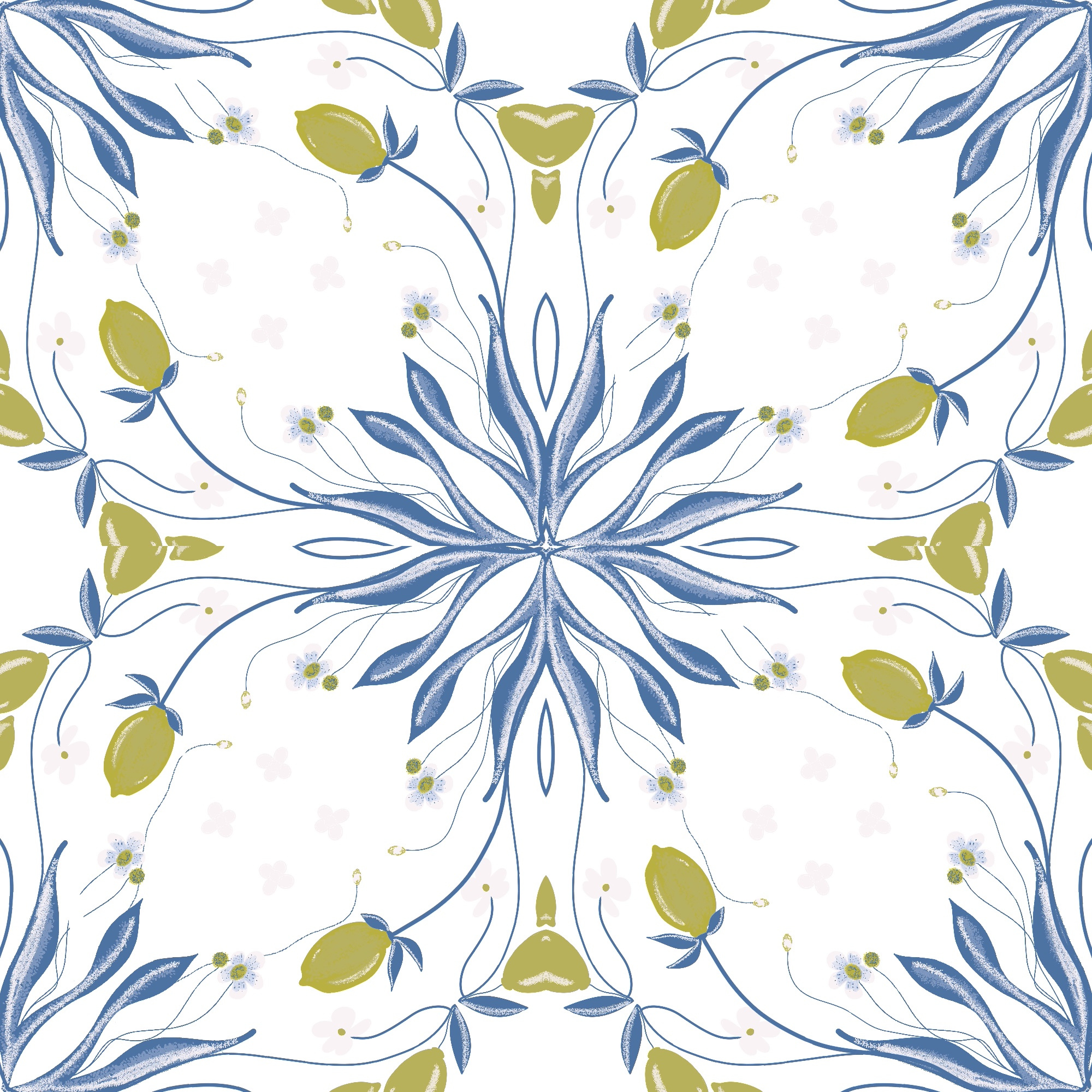 Amalfi style lemon pattern. Lemon abstract pattern.