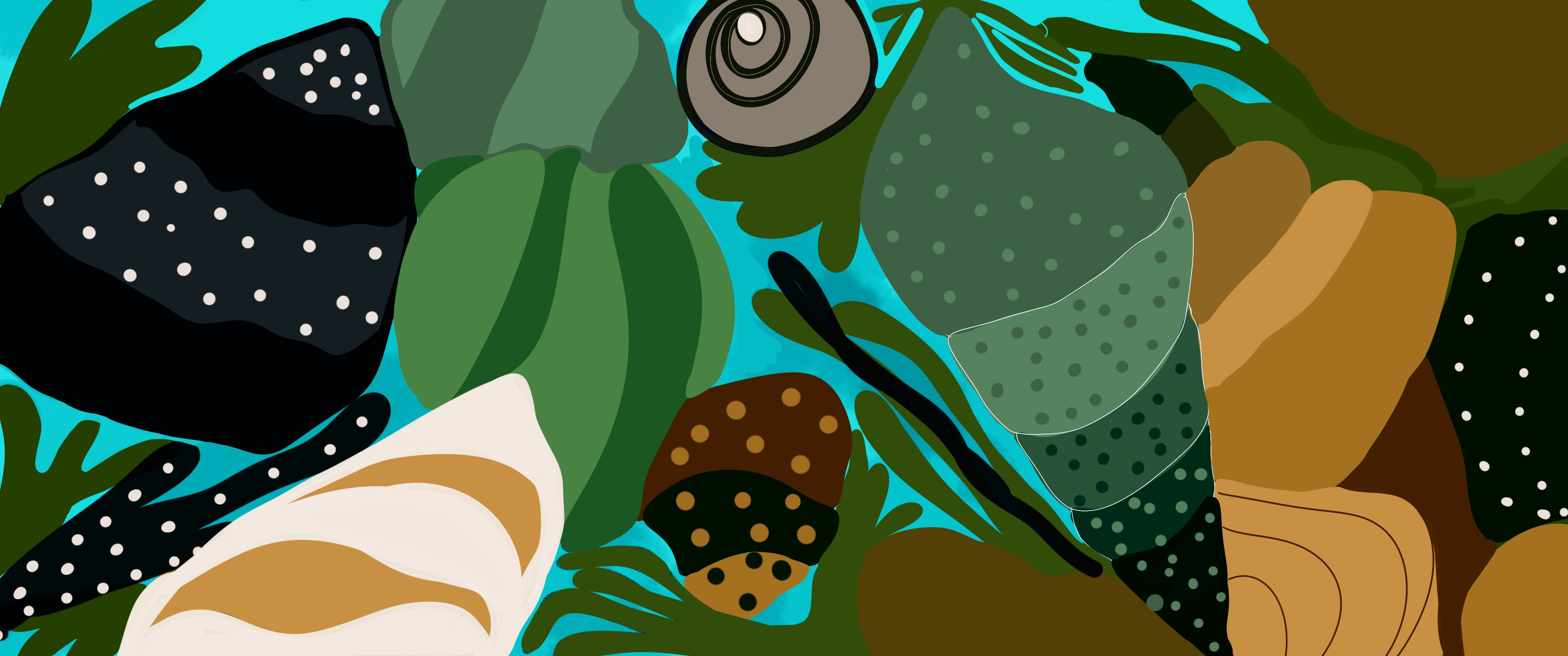 Banner with ocean shells. Hand drawn coastal collection perfect