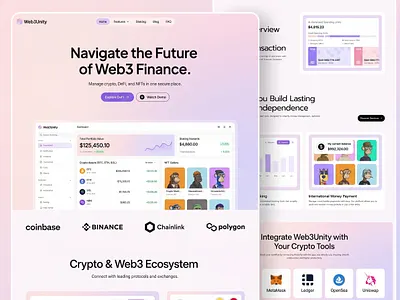 Navigate the Future — Modern Web3 Finance Landing Page aura blockchain coinbase crypto dashboard defi finance fintech gradient landing page metamask minimal nft portfolio tracker saas staking ui ux web design web3