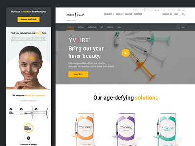 Beauty Brand Web Landing Page Template on Yellow Images Creative