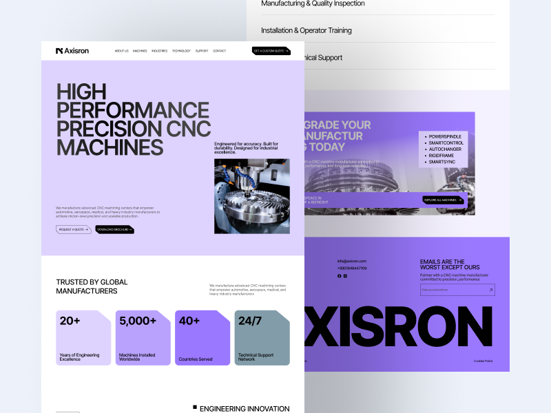 Redesign Website for CNC Machine Company app design clean cnc cnc factory cnc machine factory website design landing page design metal company metal compnay website design minimal ui ui designer ui factory website ui ux design