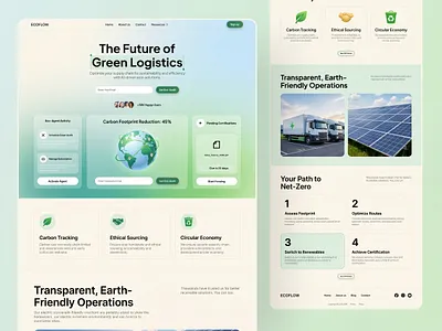 EcoFlow | Sustainable Supply Chain & Carbon Tracking UI ai aura b2b carbon tracking clean dashboard eco friendly green green tech landing page logistics minimal renewable energy saas startup supply chain sustainability ui ux web design