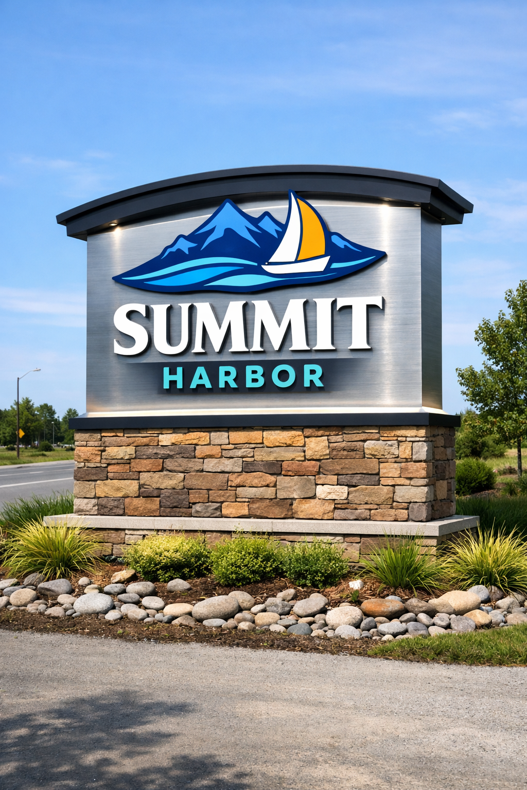Summit Harbor - Monument Sign Design architect branding cad graphic arts graphic design graphic designer logo design sign design technical layout