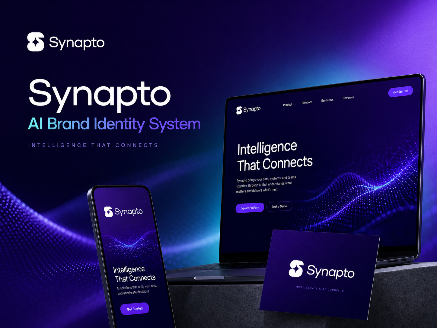 Synapto, Futuristic AI Solutions & Branding Showcase aibranding branddesigner brandidentity branding digitaltransformation futuristicdesign graphic design graphic designer innovativedesign logo logodesign logodesigner techbrand techbranddesigner techbranding