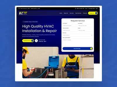 B&Z Heating and Air Website Design HVAC contact form figma heating and air hvac website lead generation repair services responsive design service request service website ui design web design