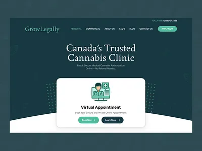 Cannabis Medical Clinic Website Design cannabis clinic figma healthcare ui healthcare website medical cannabis patient booking ui design ux design virtual appointment web design
