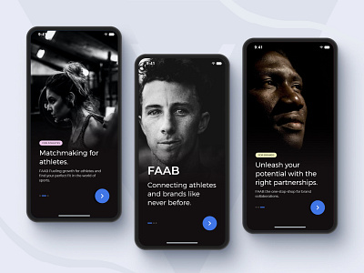 FAAB- Find Athletes and Brands animation athletes black branding brands find athletes getstarted graphic design logo mobile app motion graphics slash screen ui ux