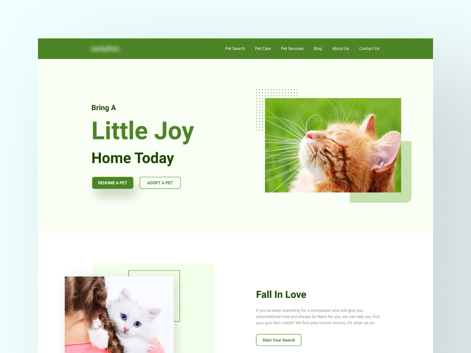 Example of Pet Adoption Landing Page