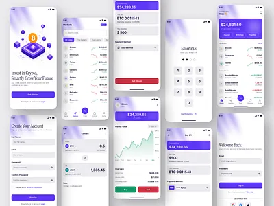 Crypto Investment & Trading App 3d illustration app illustration app onboarding bitcoin app blockchain crypto app crypto dashboard cryptocurrency digital wallet dribbble shot finance app fintech app investment app isometric design mobile app design mobile ui trading app ui design ux design web3 design