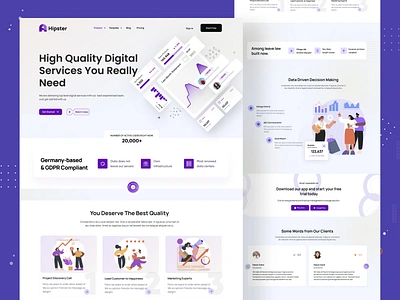 Hipster - SaaS Landing Page 🖥️ interface landing page modern design product design saas website software design web design web development web saas website website ui