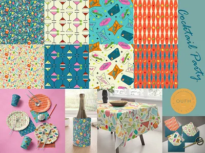 Mid-Century Modern Cocktail Party Collection cocktail party home decor midcentury stationary surface pattern surface pattern design tabletop products