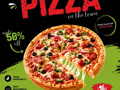 Modern Pizza Restaurant Promotional Social Media Banner Design commercial poster creative food advertisement dribbble food design editable canva template fast food flyer food promotion design food web banner modern food poster pizza advertisement pizza banner pizza delivery ad pizza flyer pizza instagram post pizza poster pizza restaurant branding pizza sale banner promotional flyer restaurant marketing template restaurant social media post social media food design