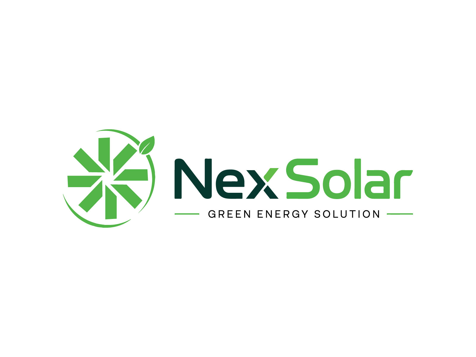 NexSolar – Modern Green Energy Logo Design ,Solar Tech Branding