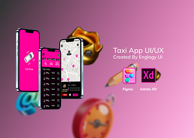 Taxi Mobile App UI/UX 3d animation design graphic design mobile app mockup ui ux