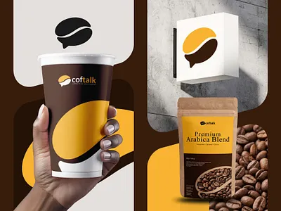 Coftalk - Coffee and Talking Logo Design. beans coffee coffee bean design drink hiling logo speak talk talking water