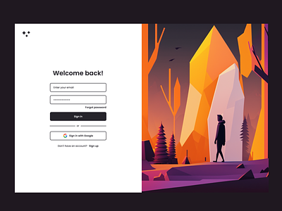 Log in Page. Experiments with Midjourney #3 ai concept illustration landing page login midjourney minimalism minimalistic polygon signin vivid