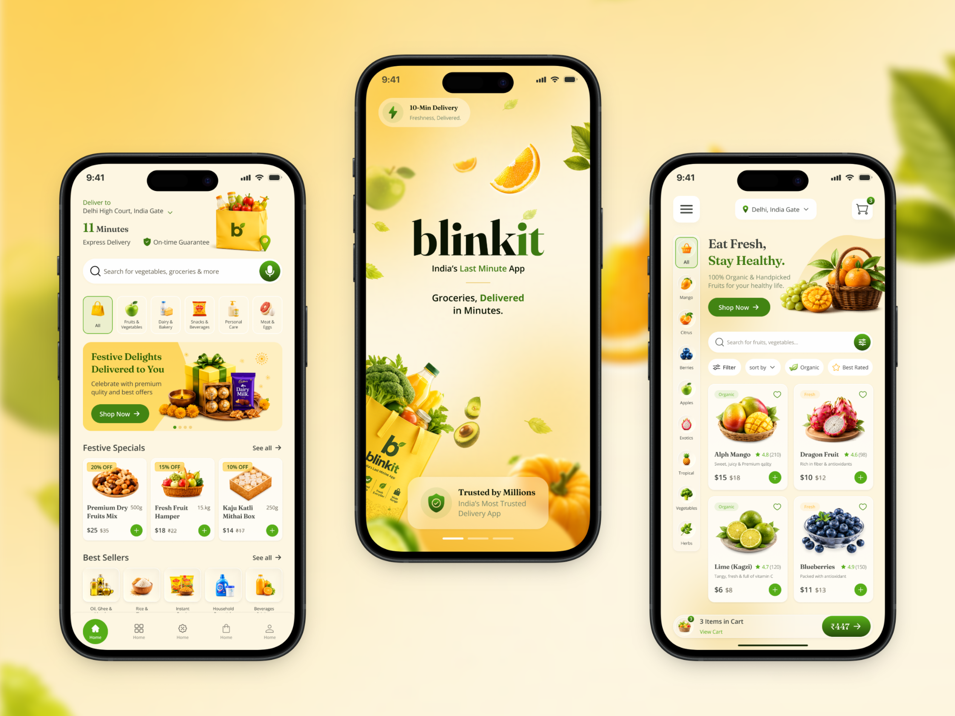 Food & Grocery Shopping App appdesign blinkit cleanui deliveryapp dribbble ecommerce figma freshui groceryapp iosapp minimalui mobileapp mobileui modernui pastelui productdesign startupdesign uidesign uiux uxdesign