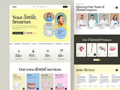Smilix – Dental Care Website | Landing Page Design appointment booking booking clinic website dental dental clinic dental clinic website ui dental landing page design dental website dentalwebsite dentist dentist landing page doctor profile doctor website healthcareui homepage landing page medical care modern healthcare website service showcase teeth whitening