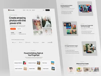 Growzilla — AI Image Generator Landing Page ✨ ai ai image generator ai tool ai website conversion design creative ai framer hilf al hilf al llc interface landing page design minimal saas landing page saas website startup website trending ui ux visual webflow