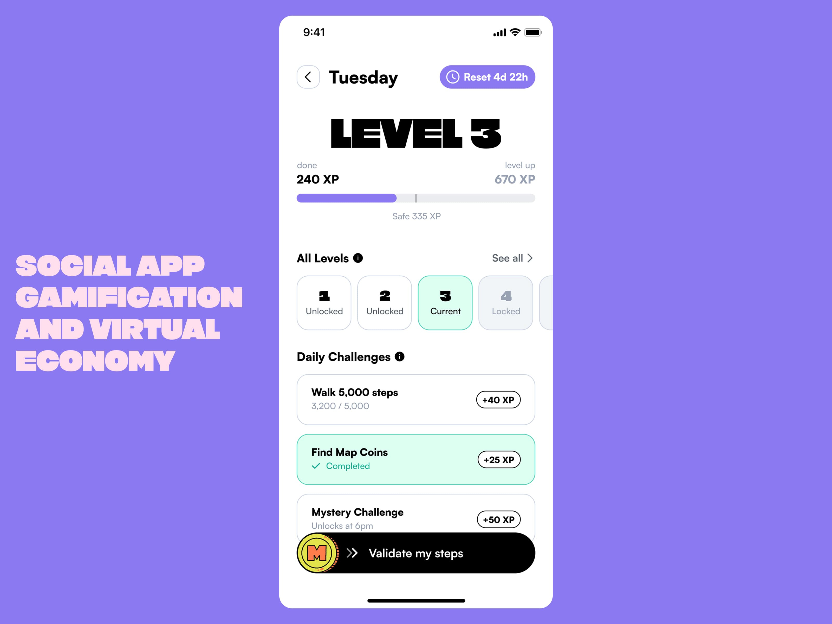 Social App – Gamification & Virtual Economy android app crypto dashboard dopamine fintech game gamification igaming ios material mobile app product design saas social app tokens ui ux web design web3