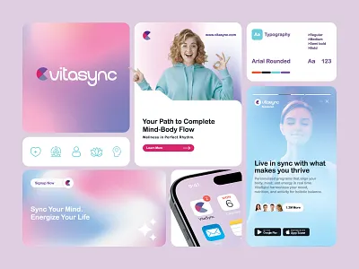 Vitasync - Branding brand identity brand sign brandidentity branding brandstrategy breathwork dribbble graphic design healthtech highenddesign holisticwellness logo luxurywellness mentalhealth mindbody mindfuldesign nutritionapp premiumbranding startupbranding visualidentity