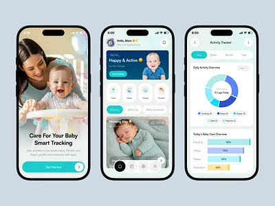 Baby Care Mobile App activity tracker app app design app designer app ui baby app baby care app baby tracker child app childcare app ios app design kids care app mobile mobile app mobile app design mobile app designer mobile app ui modern app ui parent app parenting app