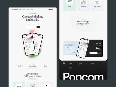 Popcorn Website app illustration landingpage mobile ui ux webdesign website