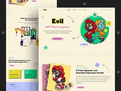 Evil - NFT Marketplace artwork creative crypto cryptoart design evil evil nft figma interface minimal nft nft landing page nft marketplace nft marketplace website nft token ui uiux ux website